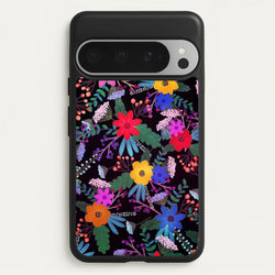 Black & Colourful Floral Pattern  - Floral Phone Case for Google Pixel 9 Pro XL