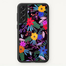 Black & Colourful Floral Pattern  - Floral Phone Case for Galaxy S21FE