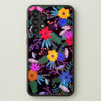 Black & Colourful Floral Pattern  - Floral Phone Case for Galaxy A13
