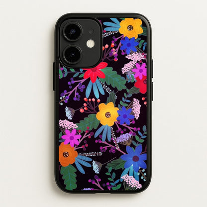 Black & Colourful Floral Pattern  - Floral Phone Case for iPhone 12 Mini