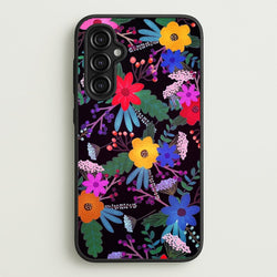 Black & Colourful Floral Pattern  - Floral Phone Case for Galaxy A14