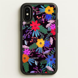 Black & Colourful Floral Pattern  - Floral Phone Case for iPhone X / XS