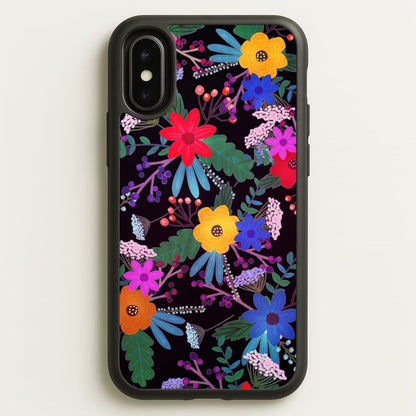 Black & Colourful Floral Pattern  - Floral Phone Case for iPhone X / XS