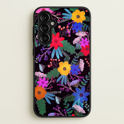 Black & Colourful Floral Pattern  - Floral Phone Case for Galaxy A54