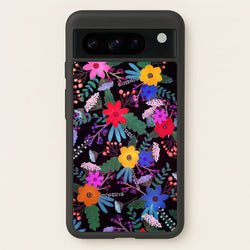 Black & Colourful Floral Pattern  - Floral Phone Case for Google Pixel 8 Pro