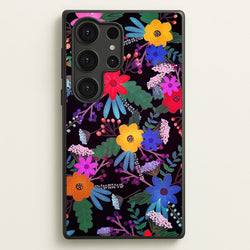 Black & Colourful Floral Pattern  - Floral Phone Case for Galaxy S25 Ultra