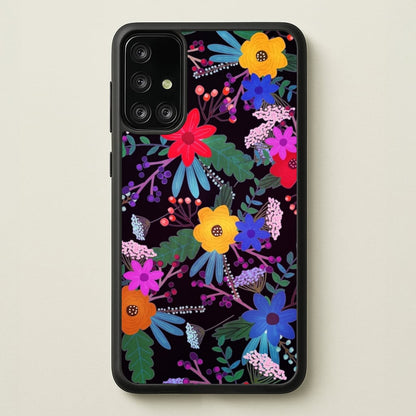 Black & Colourful Floral Pattern  - Floral Phone Case for Galaxy A71