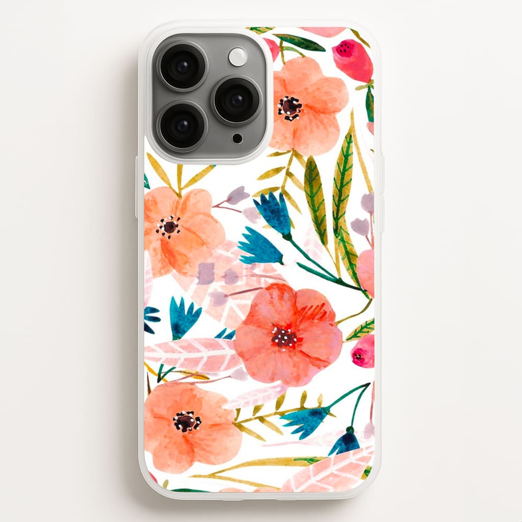 Peach Watercolour Floral Pattern  - Floral Phone Case for iPhone 16 Pro Max