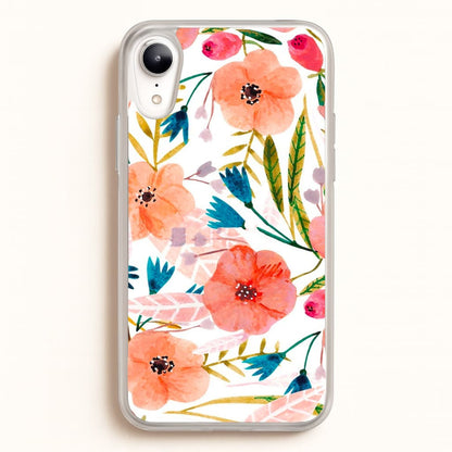 Peach Watercolour Floral Pattern  - Floral Phone Case for iPhone XR
