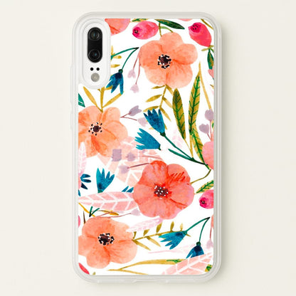 Peach Watercolour Floral Pattern  - Floral Phone Case for Huawei P20