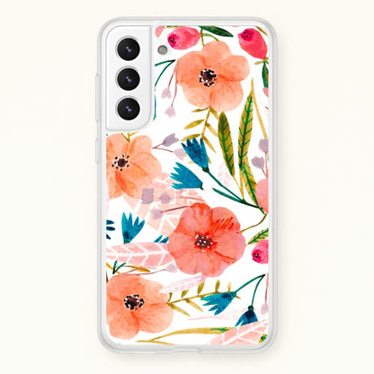Peach Watercolour Floral Pattern  - Floral Phone Case for Galaxy S21 Plus