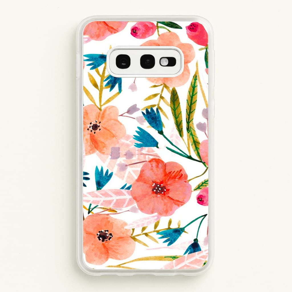 Peach Watercolour Floral Pattern  - Floral Phone Case for Galaxy S10e