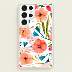 Peach Watercolour Floral Pattern  - Floral Phone Case for Galaxy S23 Ultra