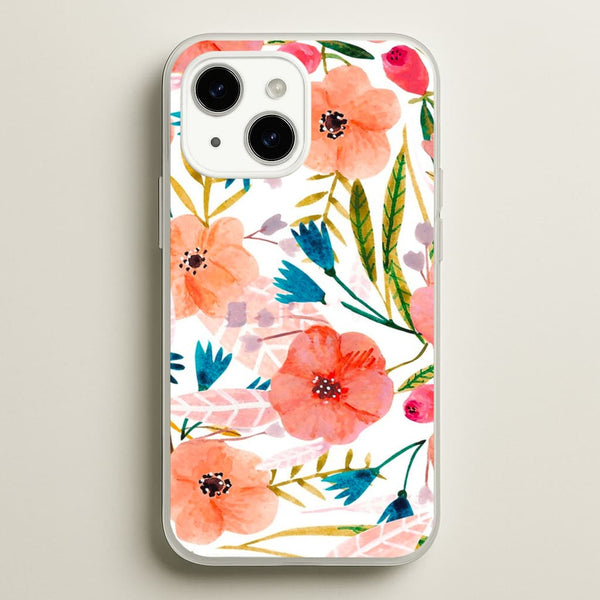 Peach Watercolour Floral Pattern  - Floral Phone Case for iPhone 14 Plus
