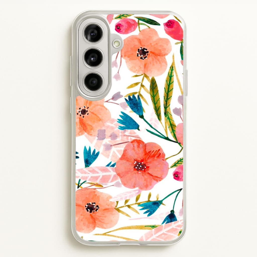 Peach Watercolour Floral Pattern  - Floral Phone Case for Galaxy A56