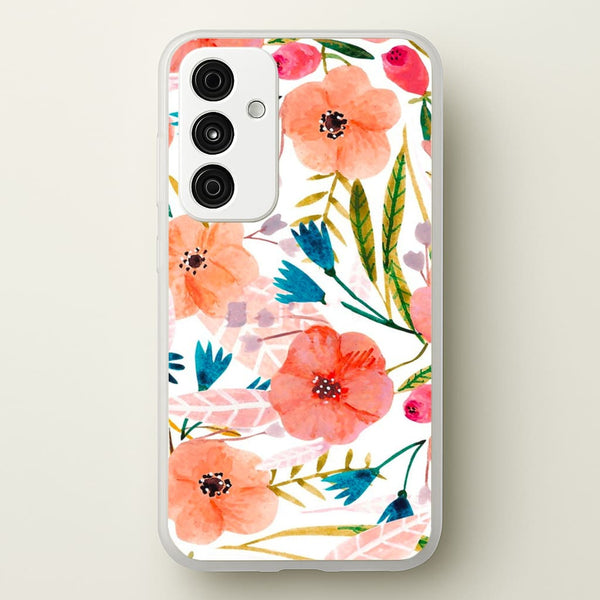 Peach Watercolour Floral Pattern  - Floral Phone Case for Galaxy A55