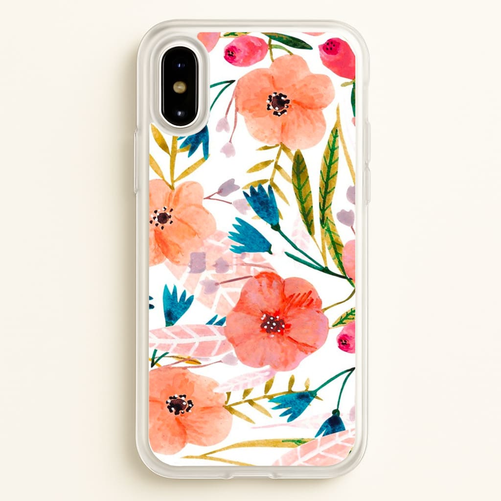 Peach Watercolour Floral Pattern  - Floral Phone Case for iPhone X / XS