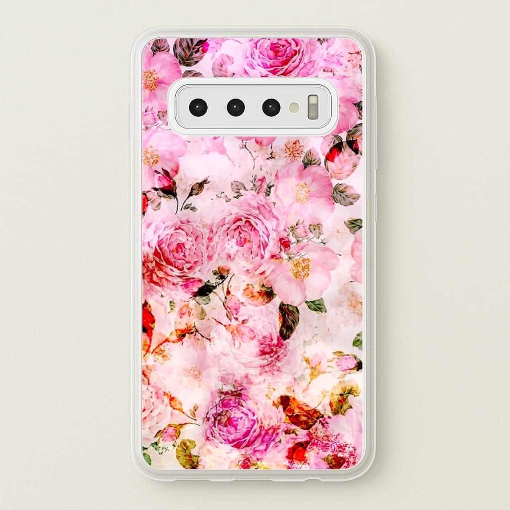 Pretty Pink Chic Floral Pattern  - Floral Phone Case for Galaxy S10 Plus