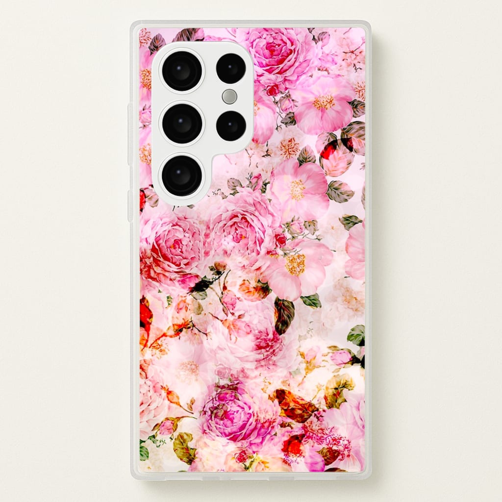 Pretty Pink Chic Floral Pattern  - Floral Phone Case for Galaxy S24 Ultra