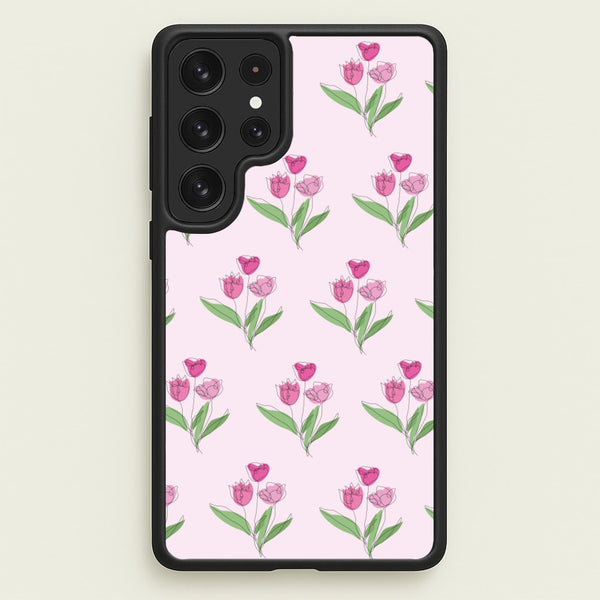 Pink Pattern - Floral  - Floral Phone Case for Galaxy S22 Ultra