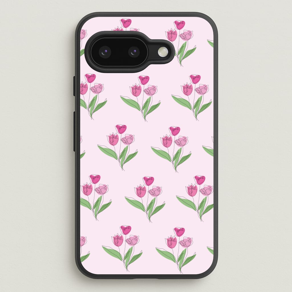 Pink Pattern - Floral  - Floral Phone Case for Google Pixel 9a