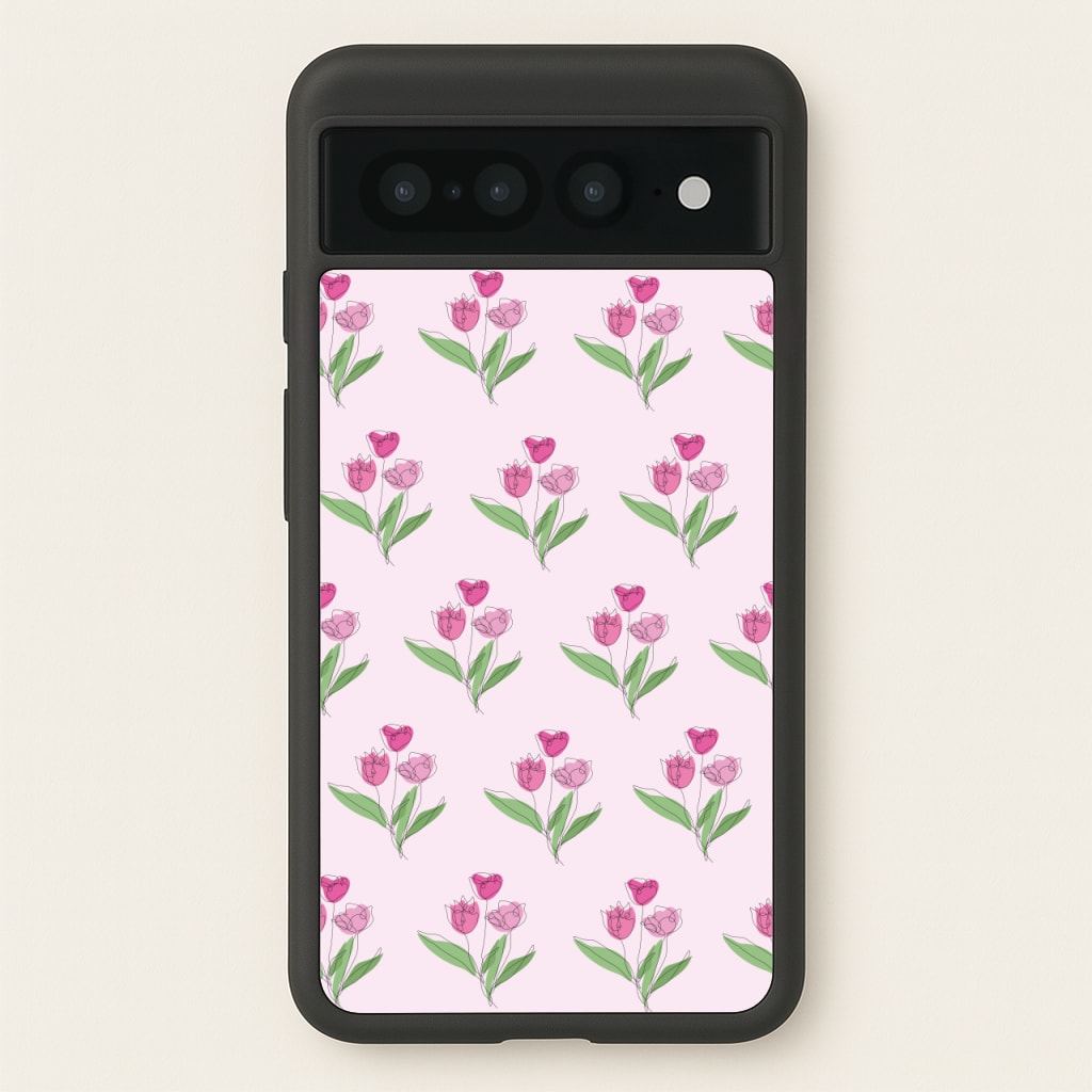 Pink Pattern - Floral  - Floral Phone Case for Google Pixel 7 Pro