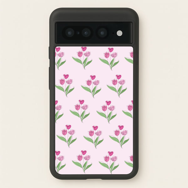 Pink Pattern - Floral  - Floral Phone Case for Google Pixel 7 Pro