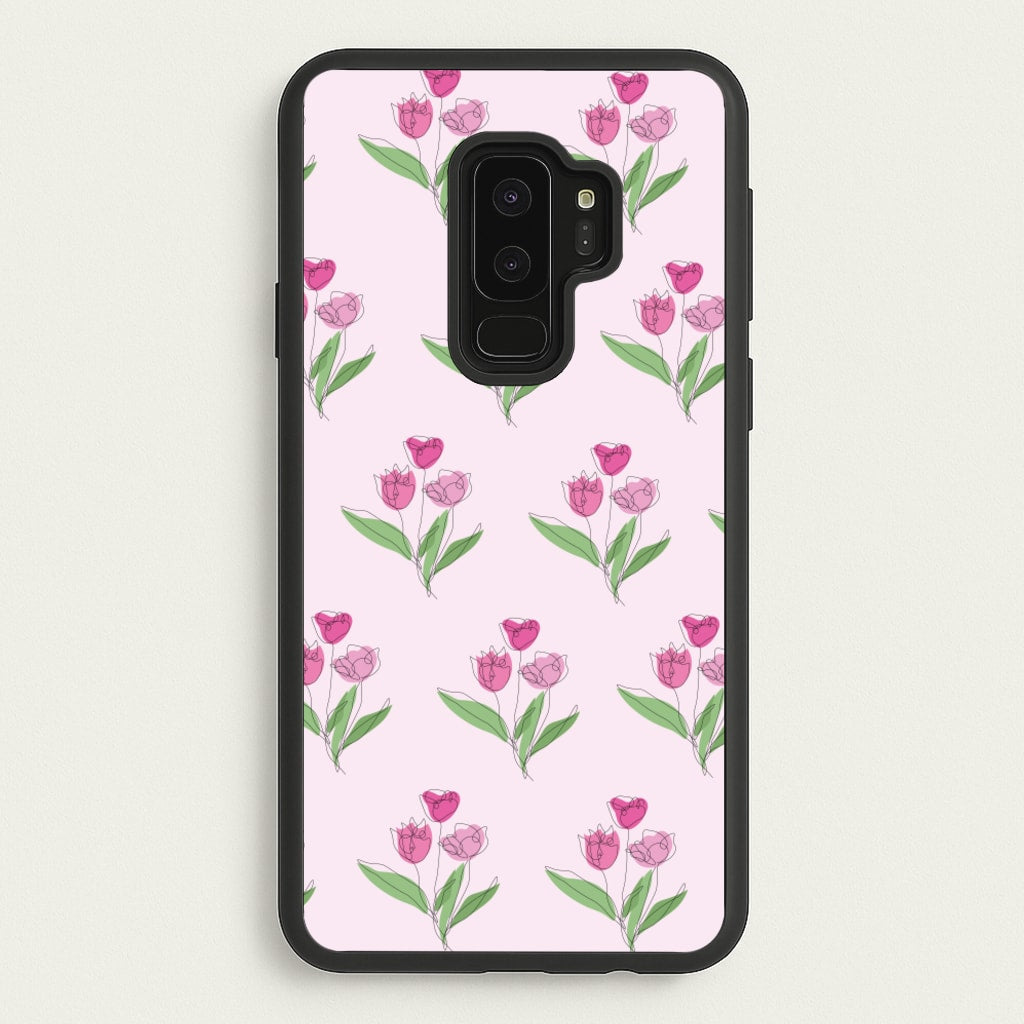 Pink Pattern - Floral  - Floral Phone Case for Galaxy S9 Plus