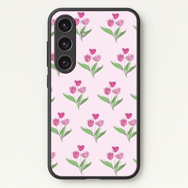 Pink Pattern - Floral  - Floral Phone Case for Galaxy S24 Plus