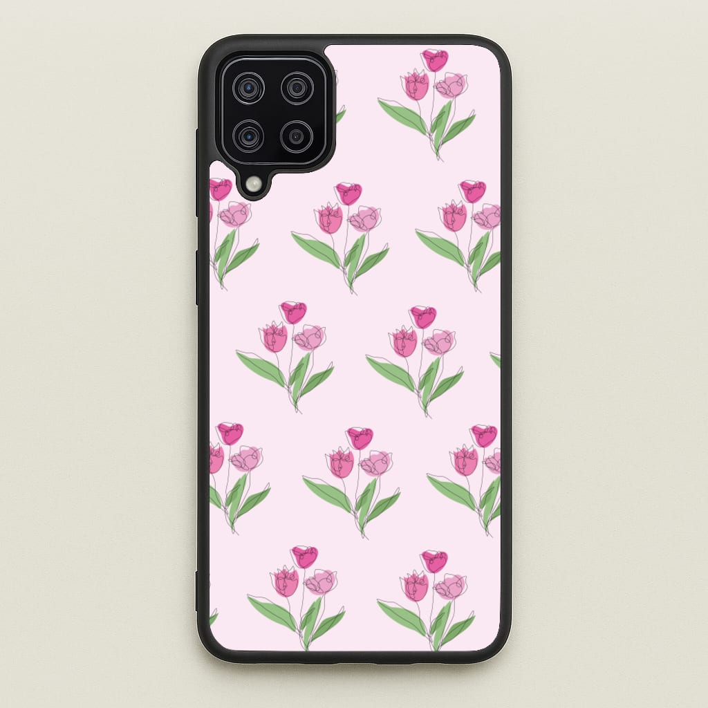 Pink Pattern - Floral  - Floral Phone Case for Galaxy A12