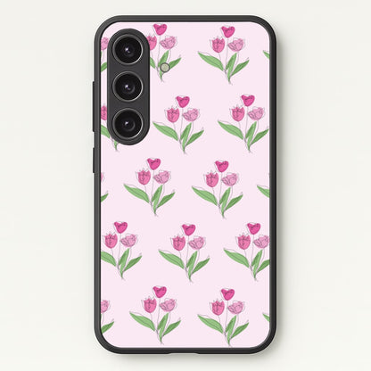 Pink Pattern - Floral  - Floral Phone Case for Galaxy S25 Plus
