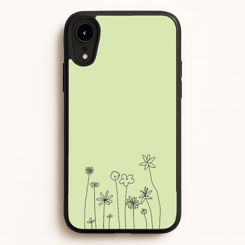 Floral Outline - Floral  - Floral Phone Case for iPhone XR