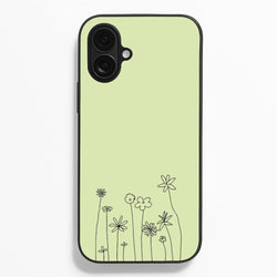 Floral Outline - Floral  - Floral Phone Case for iPhone 16 Plus