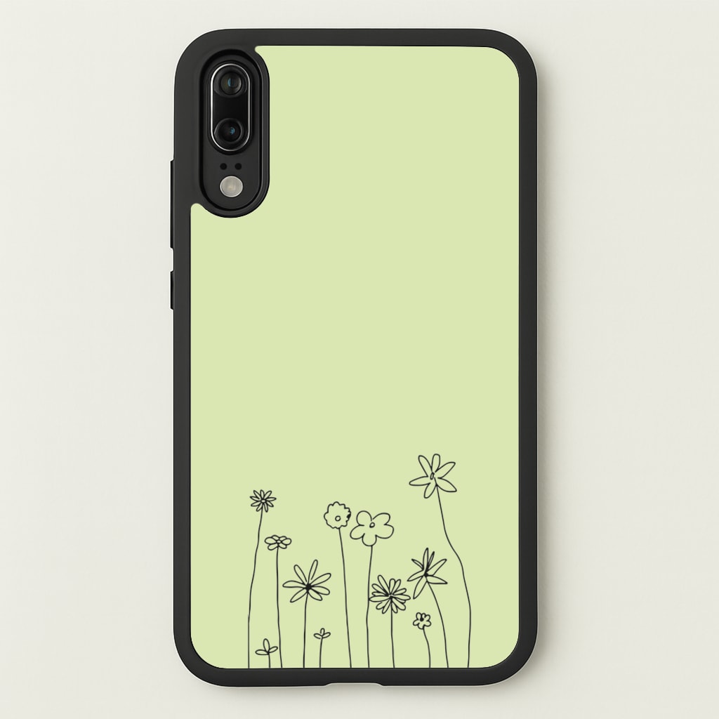 Floral Outline - Floral  - Floral Phone Case for Huawei P20