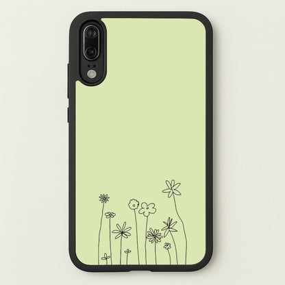 Floral Outline - Floral  - Floral Phone Case for Huawei P20