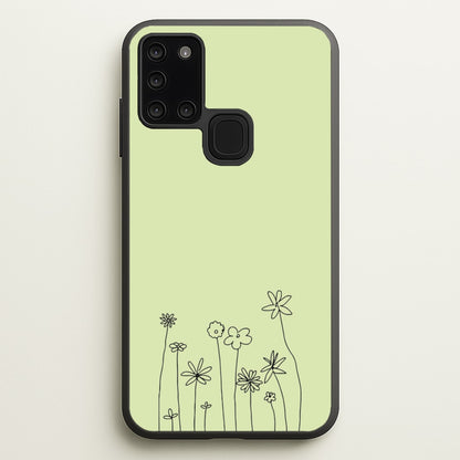 Floral Outline - Floral  - Floral Phone Case for Galaxy A21s