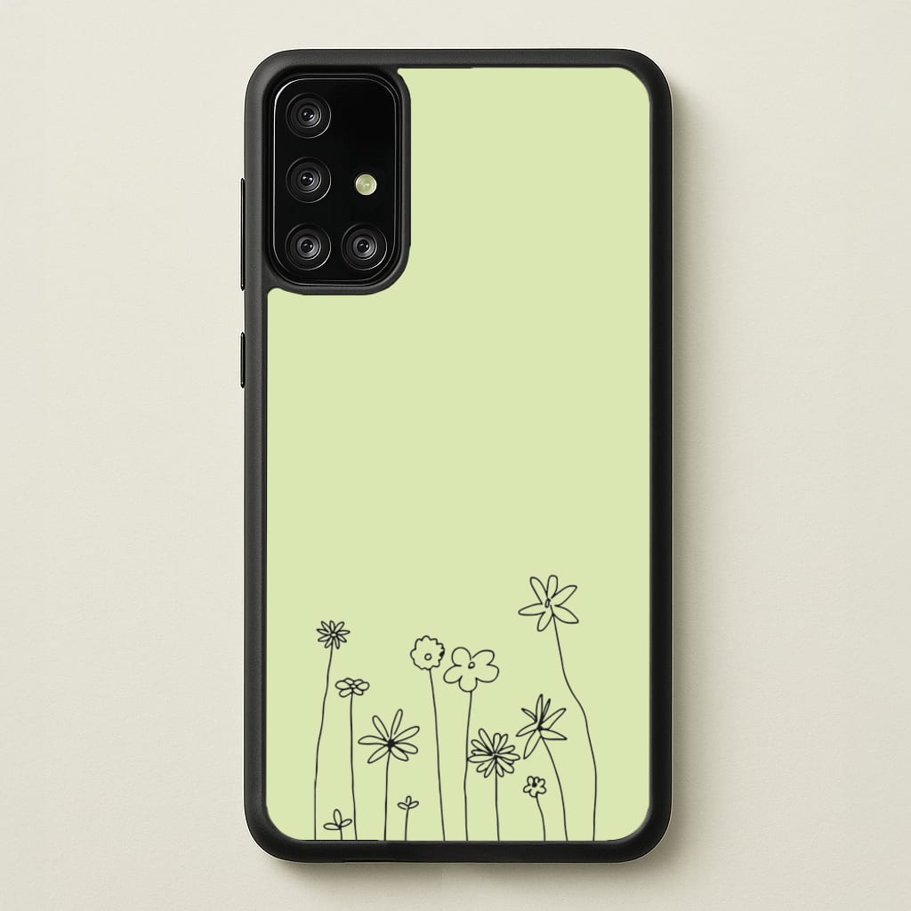 Floral Outline - Floral  - Floral Phone Case for Galaxy A71