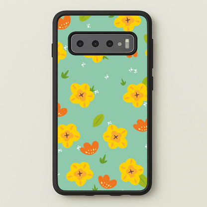 Yellow And Orange Pattern - Floral  - Floral Phone Case for Galaxy S10 Plus
