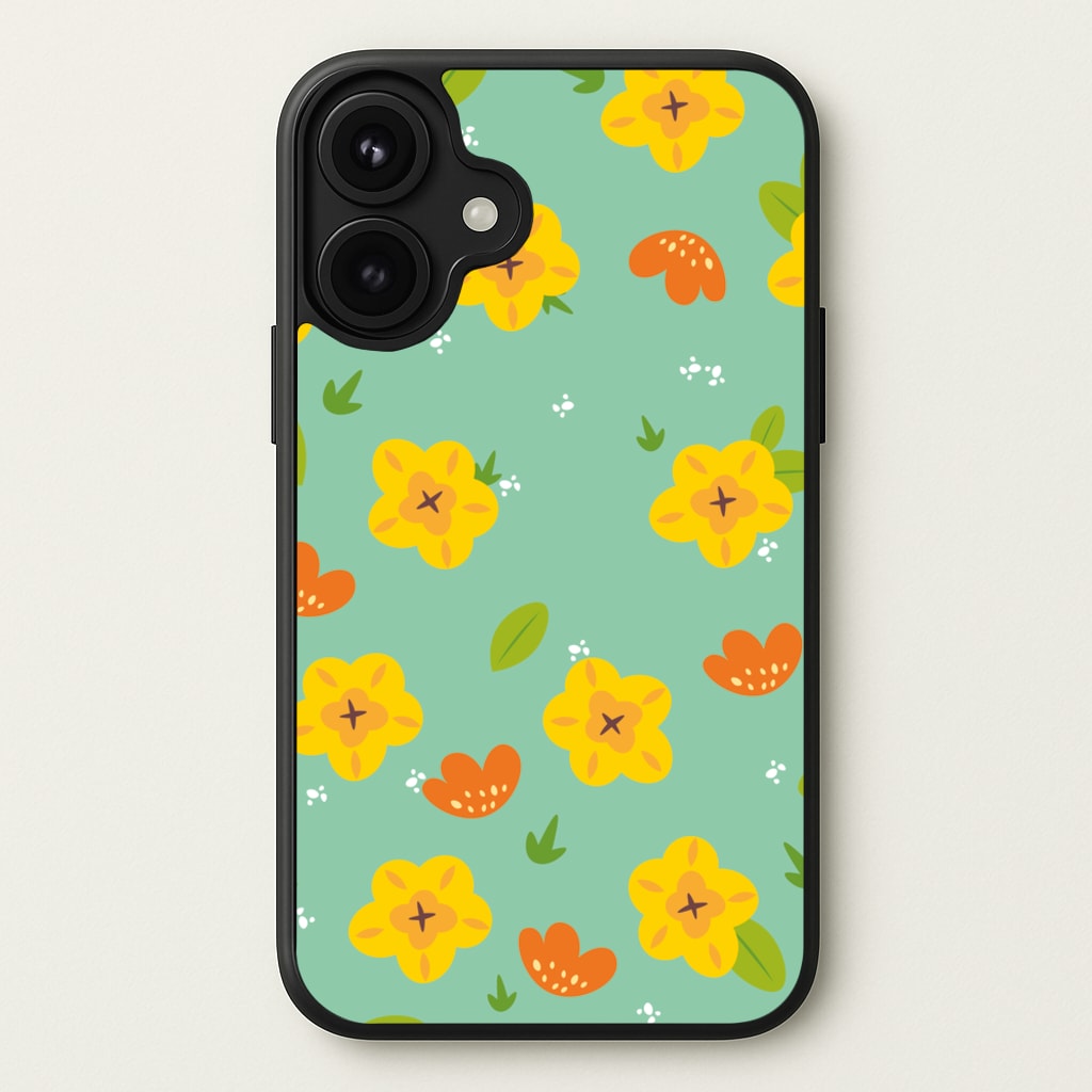 Yellow And Orange Pattern - Floral Phone Case