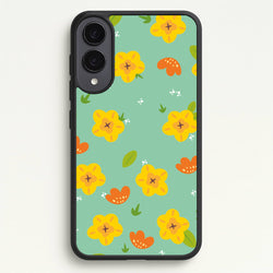 Yellow And Orange Pattern - Floral  - Floral Phone Case for Galaxy S25 Edge