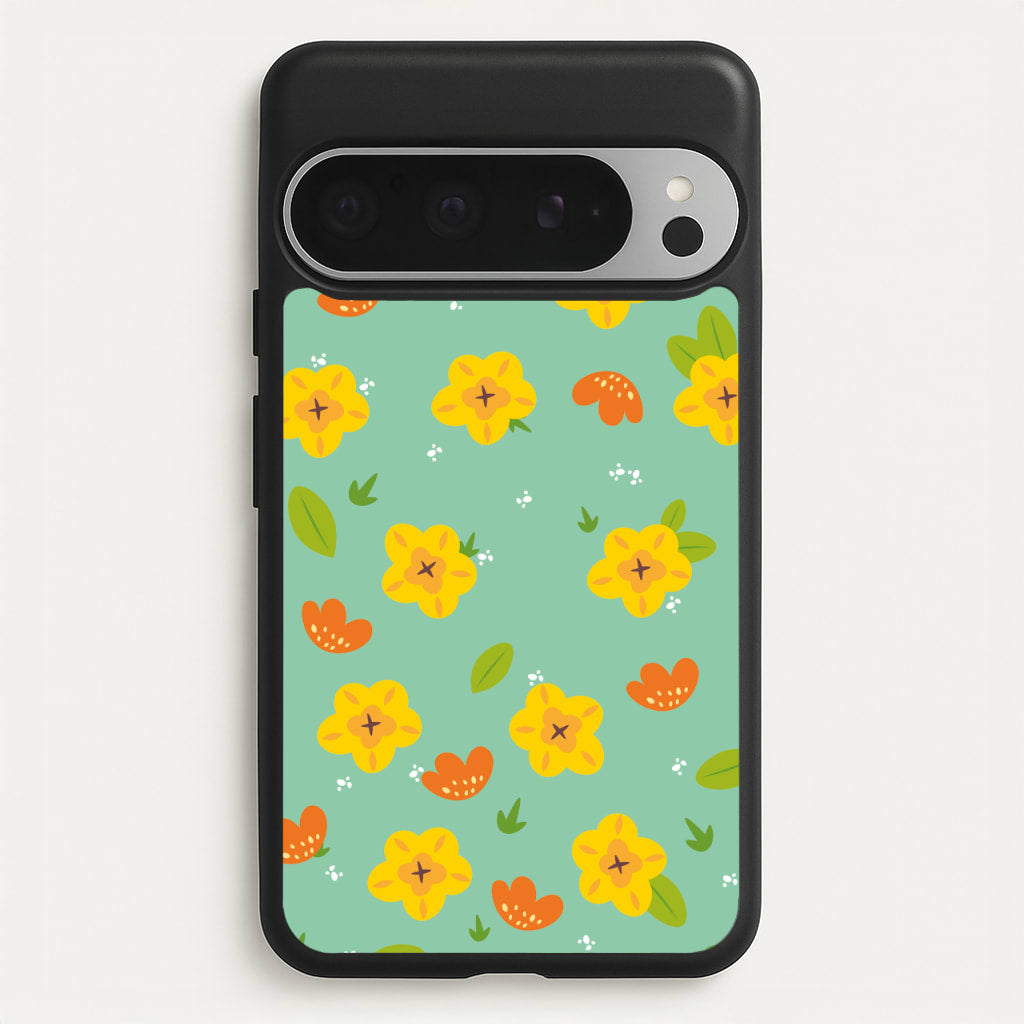 Yellow And Orange Pattern - Floral  - Floral Phone Case for Google Pixel 9 Pro XL