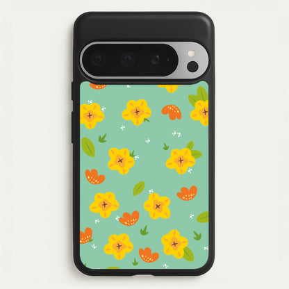 Yellow And Orange Pattern - Floral  - Floral Phone Case for Google Pixel 9 Pro XL