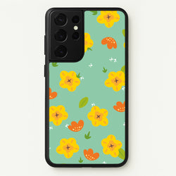 Yellow And Orange Pattern - Floral  - Floral Phone Case for Galaxy S21 Ultra
