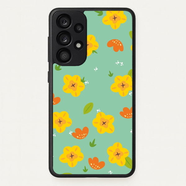 Yellow And Orange Pattern - Floral  - Floral Phone Case for Galaxy A53