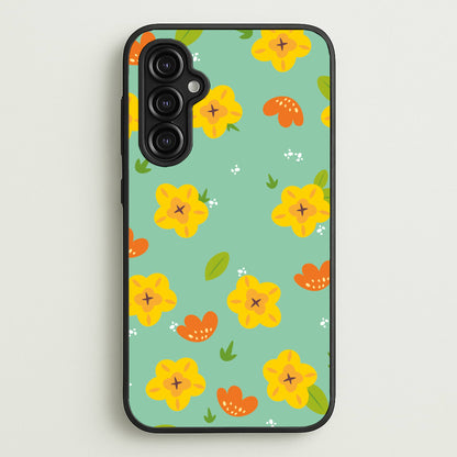 Yellow And Orange Pattern - Floral  - Floral Phone Case for Galaxy A14