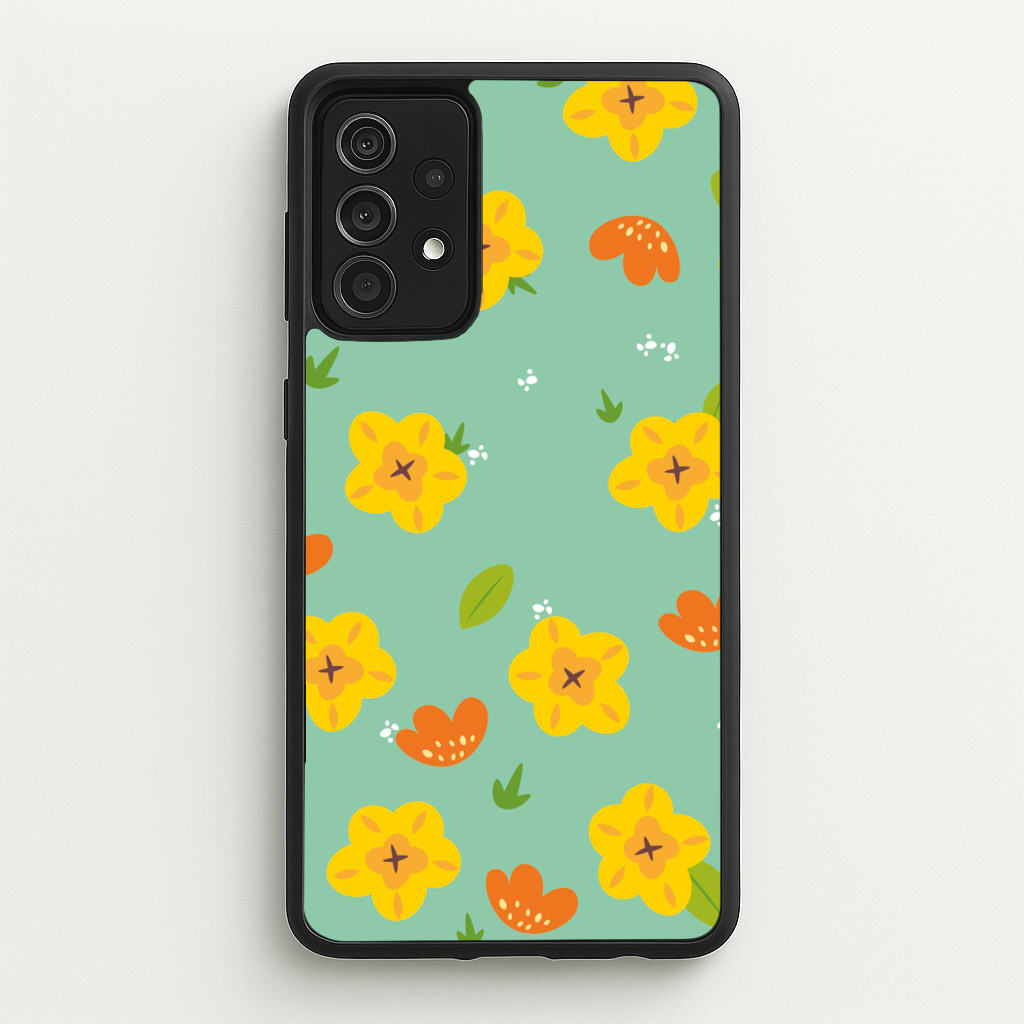 Yellow And Orange Pattern - Floral  - Floral Phone Case for Galaxy A52 / A52s