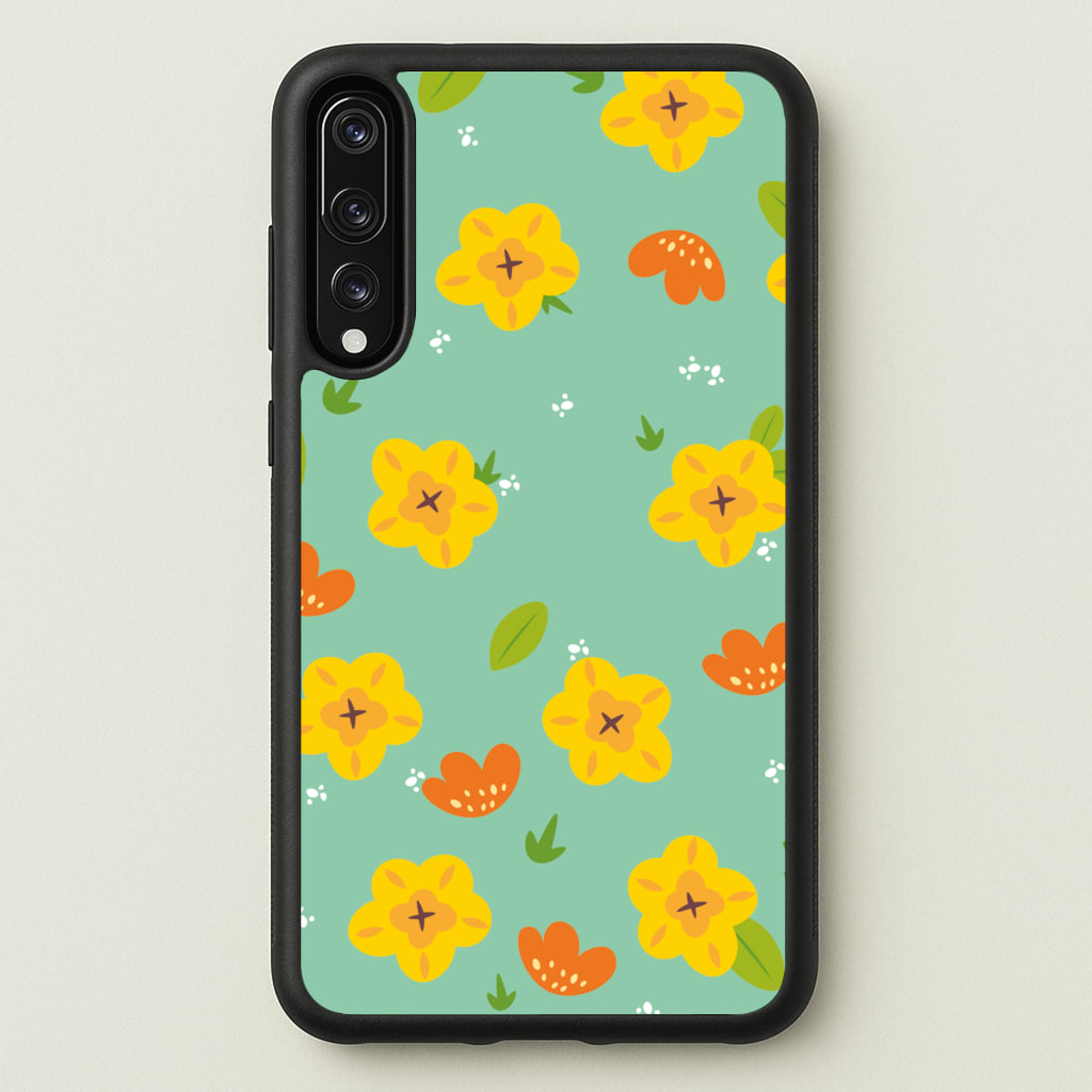 Yellow And Orange Pattern - Floral  - Floral Phone Case for Huawei P20 Pro