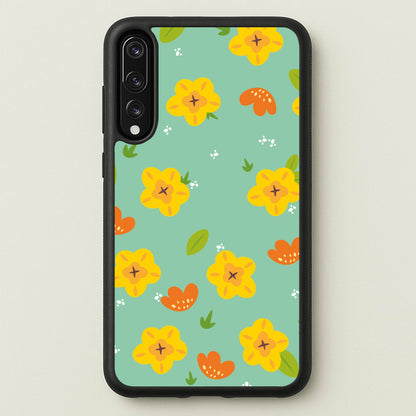 Yellow And Orange Pattern - Floral  - Floral Phone Case for Huawei P20 Pro