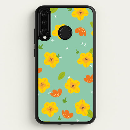 Yellow And Orange Pattern - Floral  - Floral Phone Case for Huawei P30 Lite