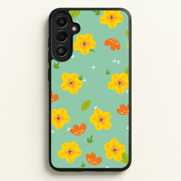 Yellow And Orange Pattern - Floral  - Floral Phone Case for Galaxy A34